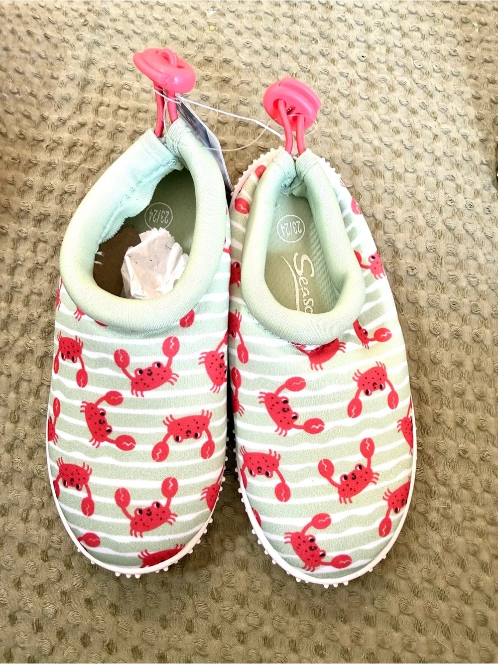 2 for $10 Kids Crab Print Aqua Water Shoes